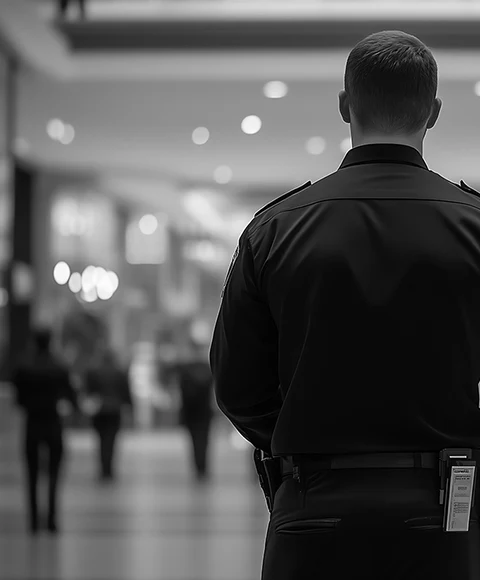 Agent de sécurité dans un centre commercial